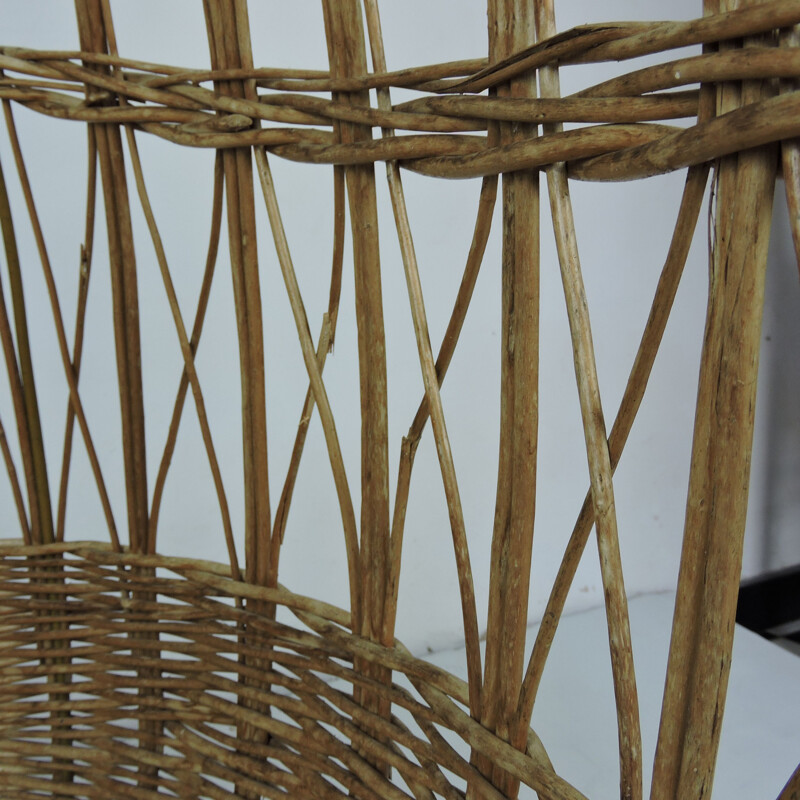 Vintage Woven Rattan Hanging Egg Chair, 1960s