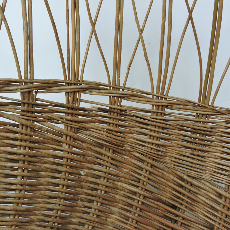 Vintage Woven Rattan Hanging Egg Chair, 1960s