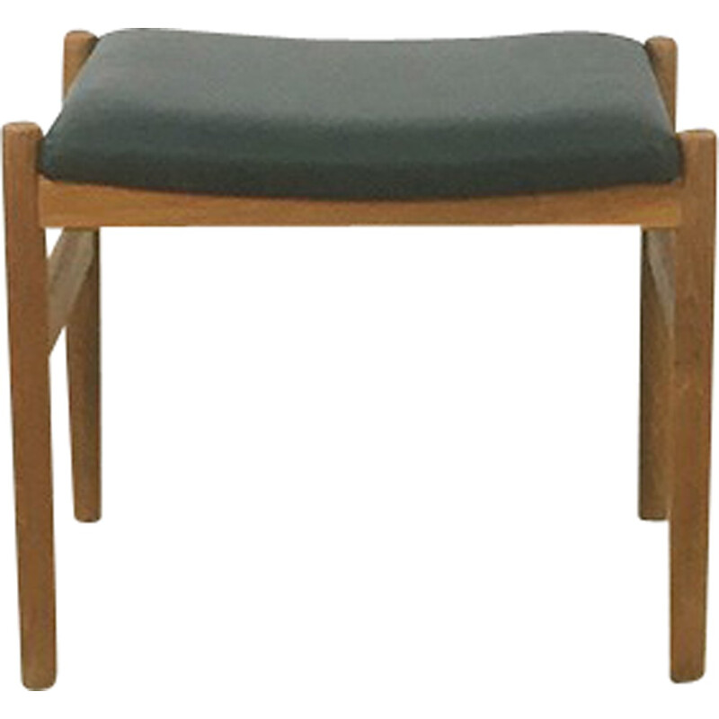 Spottrup Scandinavian stool in light oak and green leather - 1960s