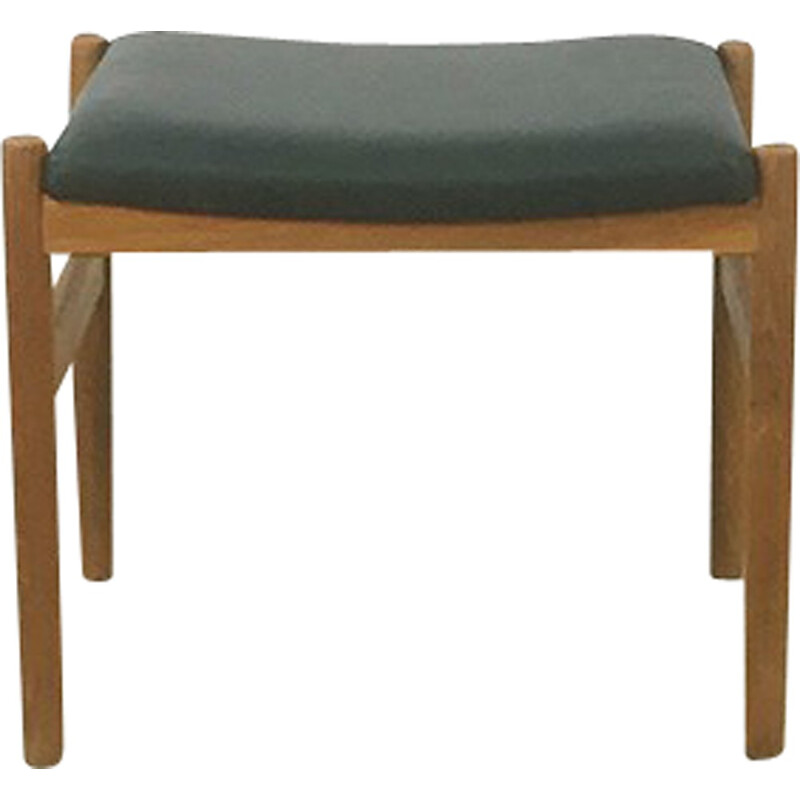 Tabouret Spottrup vintage scandinave en chêne clair et cuir vert -1960