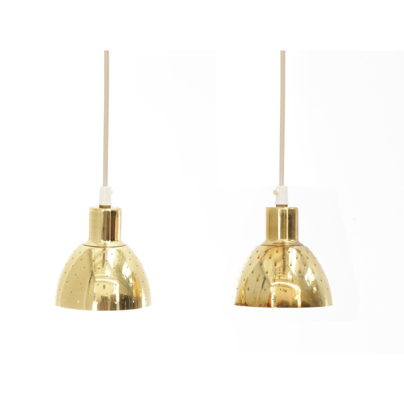 Paire de petites suspensions vintage scandinaves en laiton par Hans-Agne Jakobsson