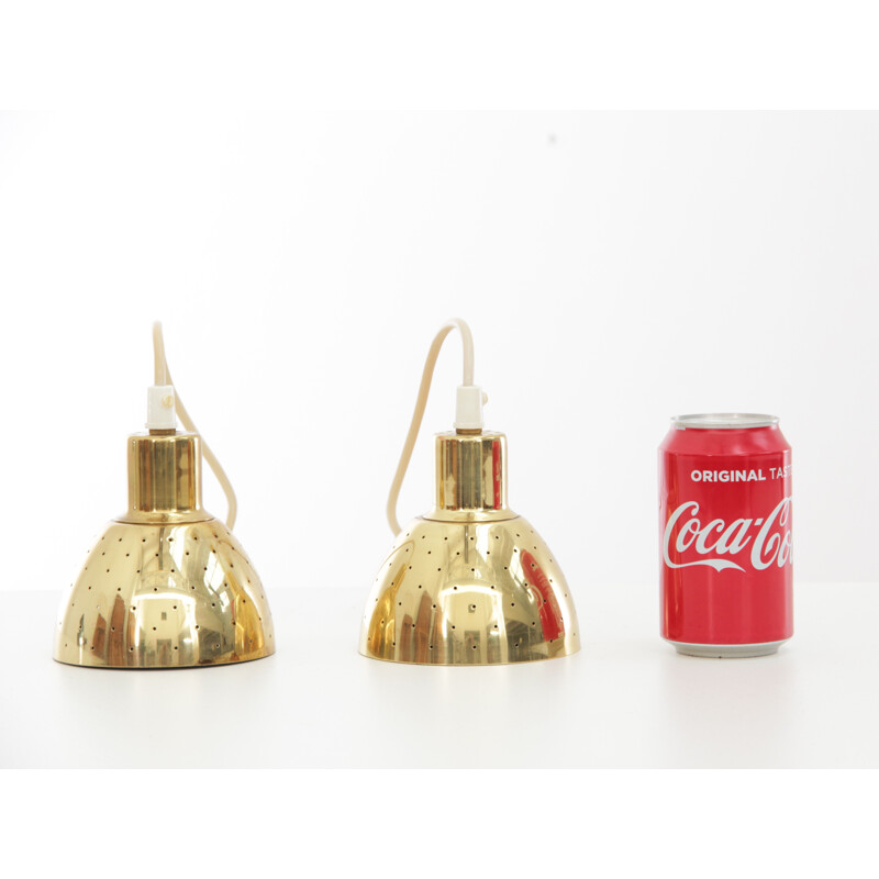 Pair of small Scandinavian vintage brass suspensions by Hans-Agne Jakobsson