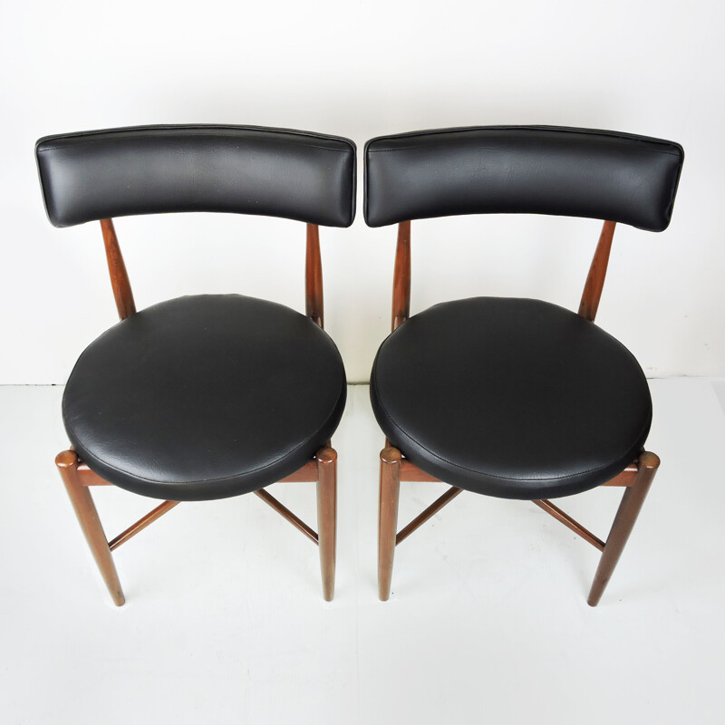 Set of 6 Mid-Century Teak and Vinyl Dining Chairs by G-Plan 1969