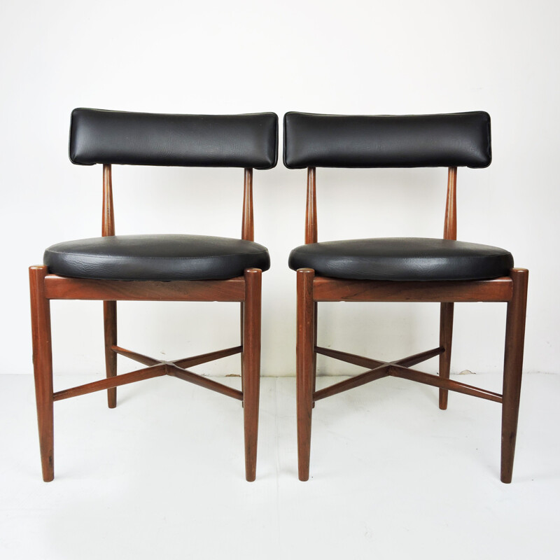 Set of 6 Mid-Century Teak and Vinyl Dining Chairs by G-Plan 1969