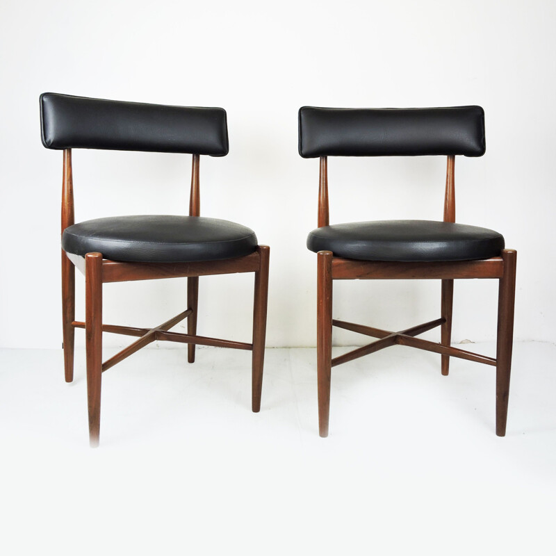 Set of 6 Mid-Century Teak and Vinyl Dining Chairs by G-Plan 1969