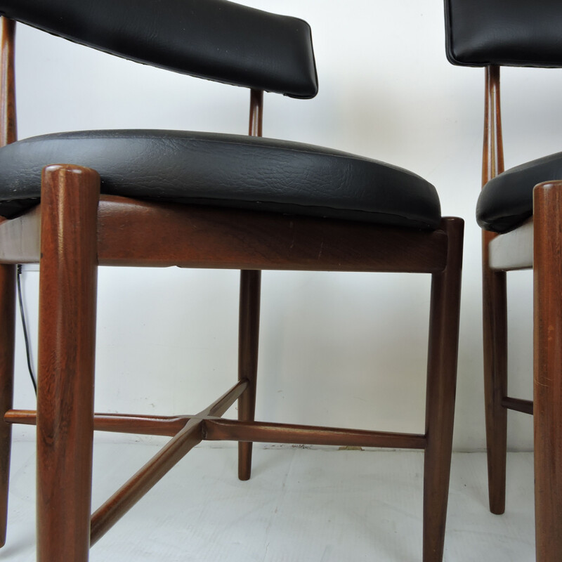 Set of 6 Mid-Century Teak and Vinyl Dining Chairs by G-Plan 1969