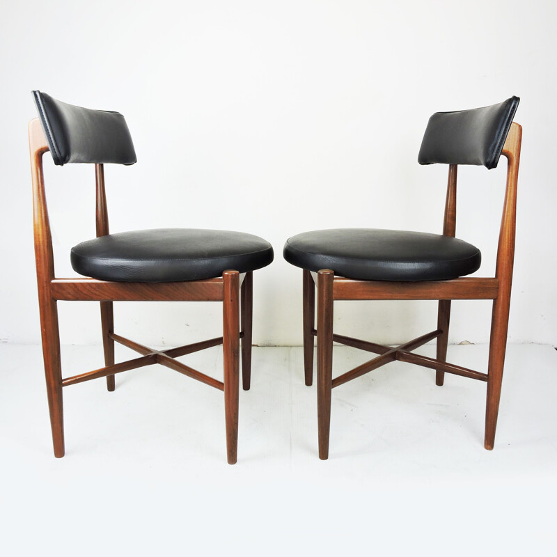 Set of 6 Mid-Century Teak and Vinyl Dining Chairs by G-Plan 1969