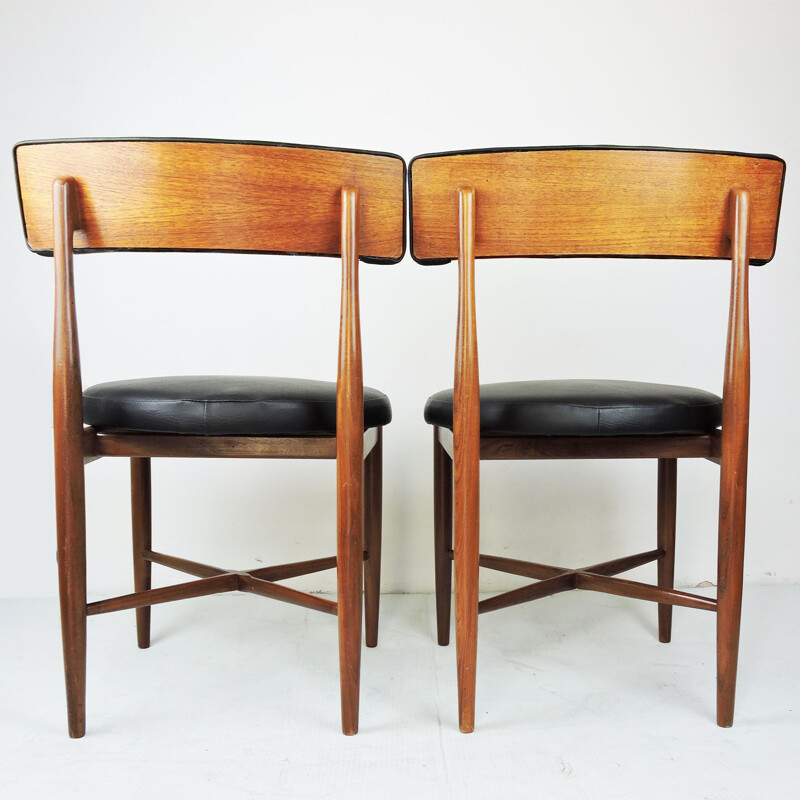 Set of 6 Mid-Century Teak and Vinyl Dining Chairs by G-Plan 1969