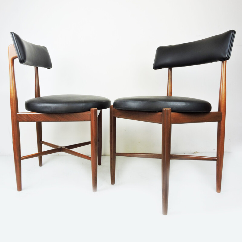 Set of 6 Mid-Century Teak and Vinyl Dining Chairs by G-Plan 1969