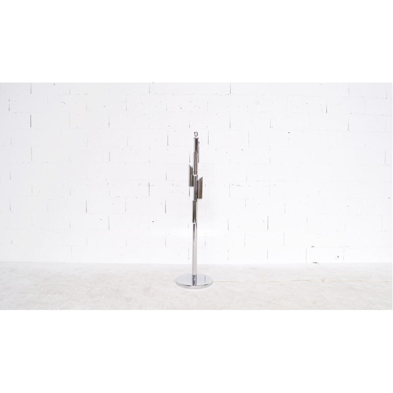 Vintage chromed steel floor lamp Italian 1970