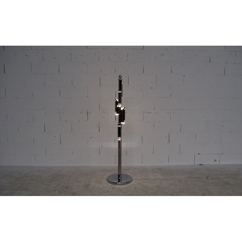 Vintage chromed steel floor lamp Italian 1970