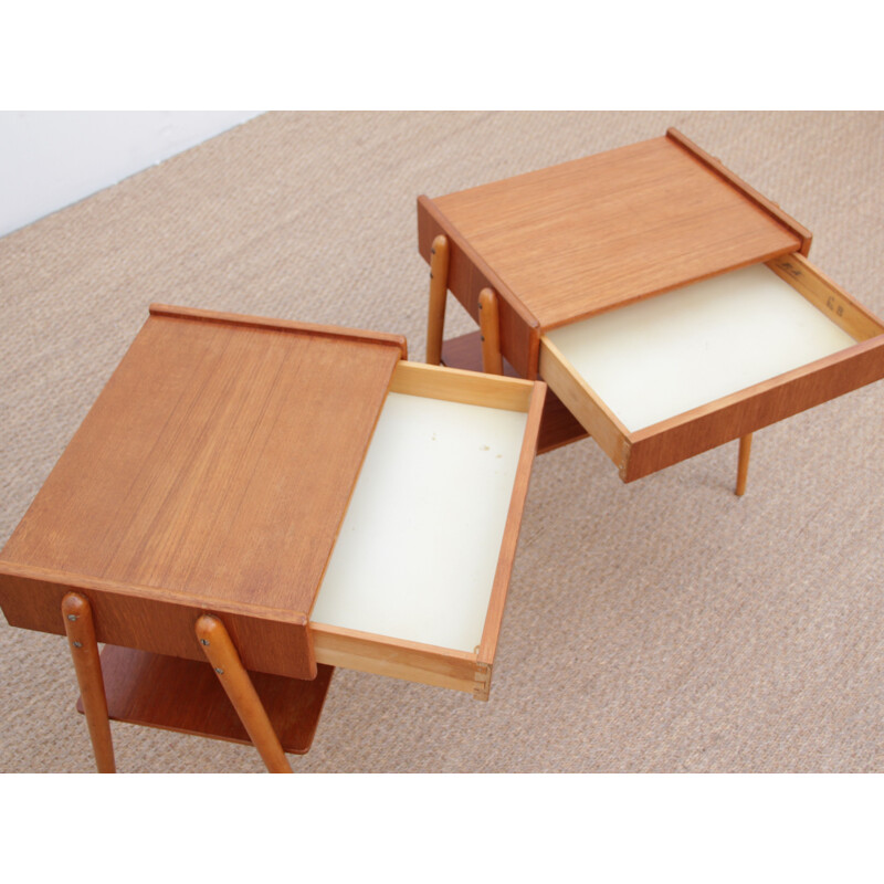 Pair of vintage teak bedside tables Scandinavian