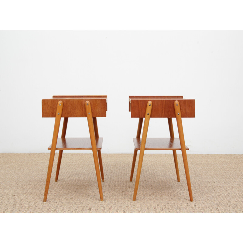 Paire de chevets en teck vintage scandinaves