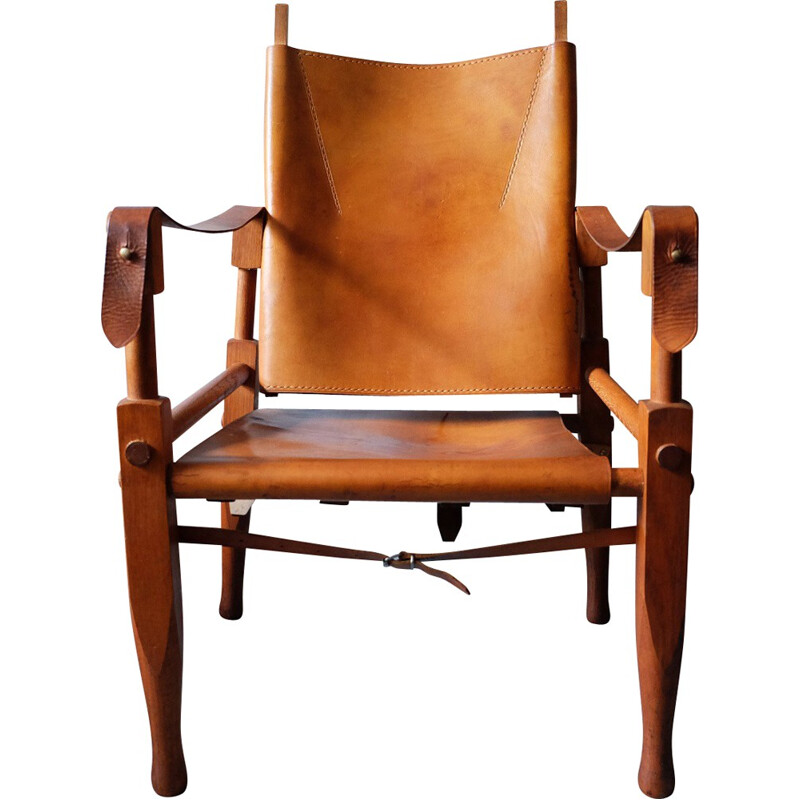 Wohnbedarf "Safari" armchair in ash and leather, Wilhelm KIENZLE - 1950s