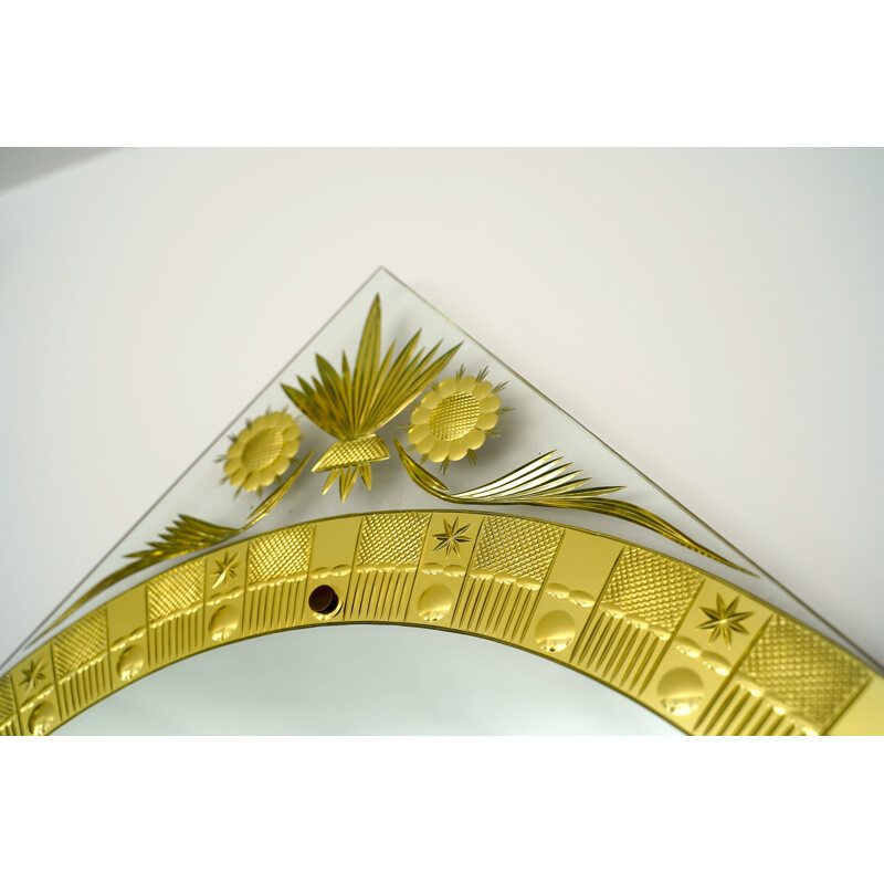 Vintage mirror carved in gold by Cristal Art Italy 1960
