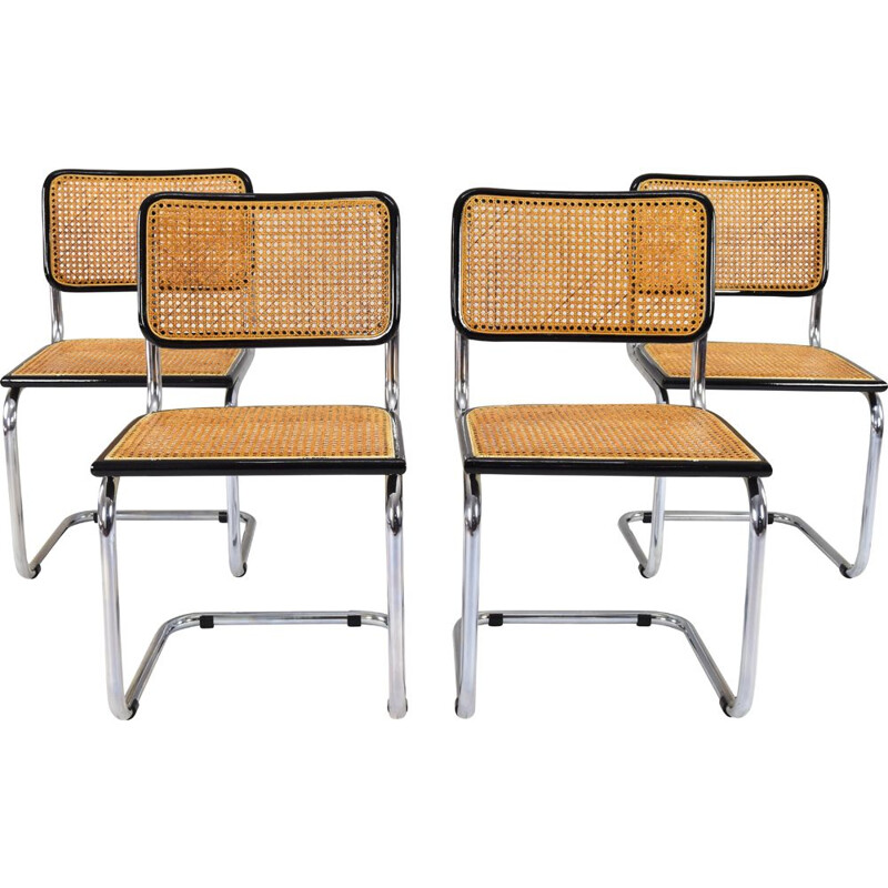 Set of 4 Mid-Century Marcel Breuer B32 Cesca Chairs, Italy 1970s