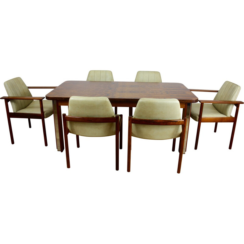 Mid-century dining set in rosewood, Sven I. DYSTHE - 1960s