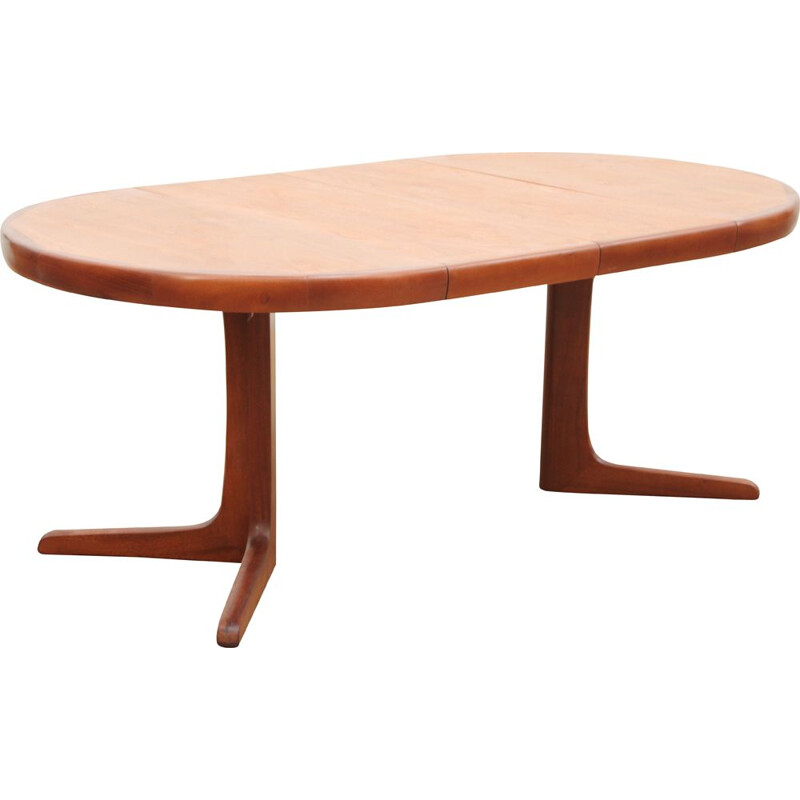 Vintage round Scandinavian teak dining table 