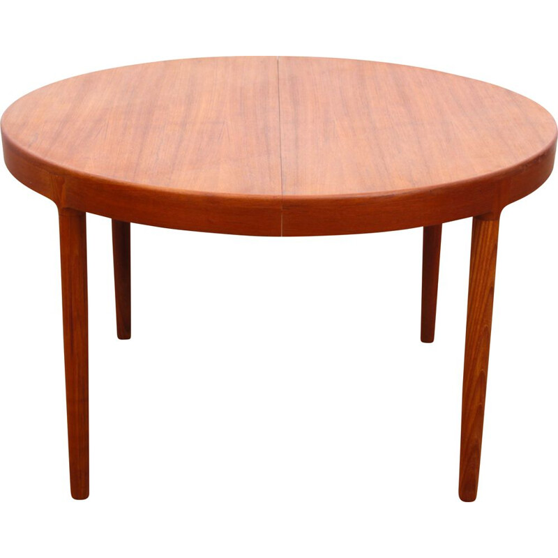 Vintage round Scandinavian teak dining table