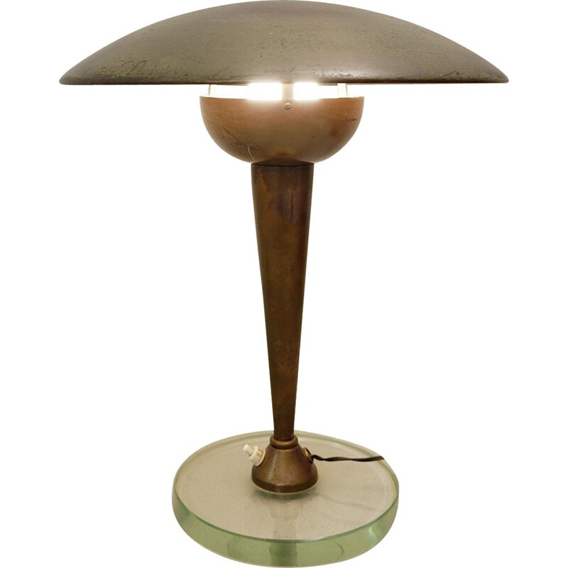 Lampe de bureau vintage - verre 1950