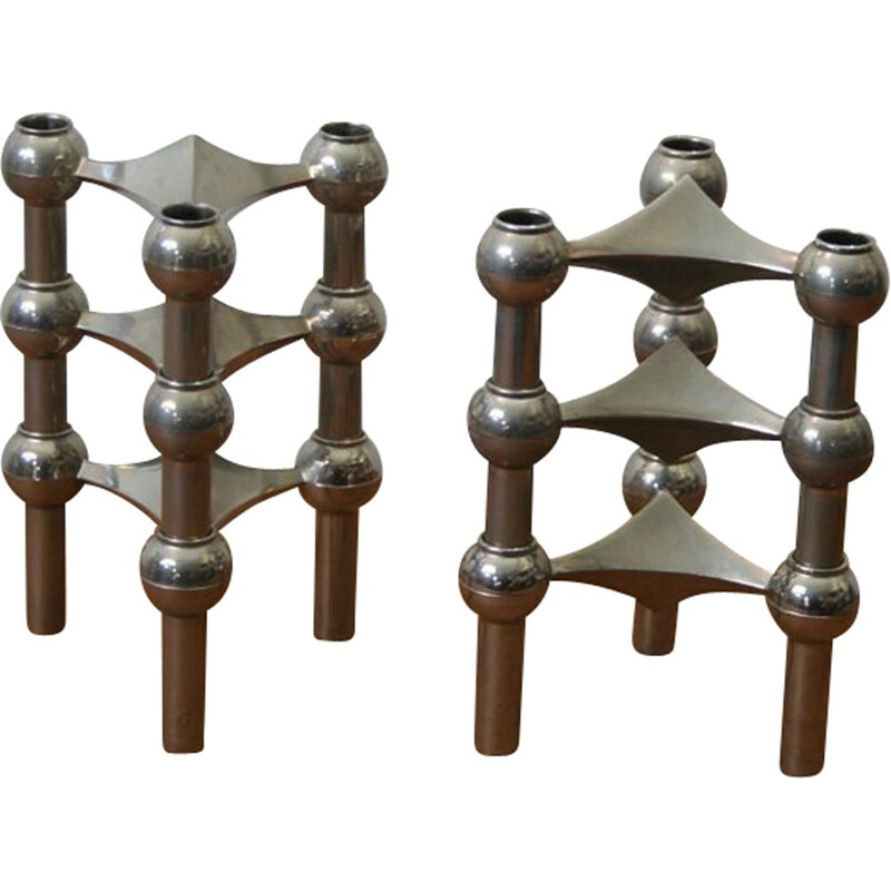 Series of 6 adjustable vintage Nagel 1970 candlesticks
