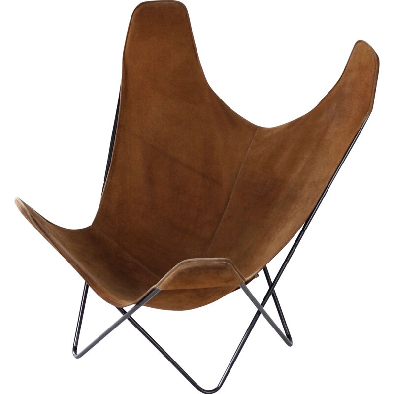 Vintage BKF Butterfly Chair by Jorge Ferrari-Hardoy, Juan Kurchan and Antonio Bonet, Brown Suede 1970s