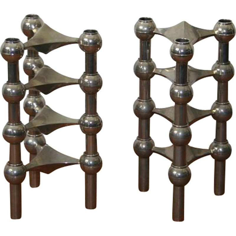 Series of 8 adjustable vintage Nagel candlesticks 1970