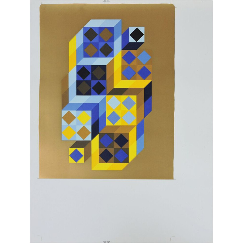 Vintage silkscreen by Victor Vasarely, 1972