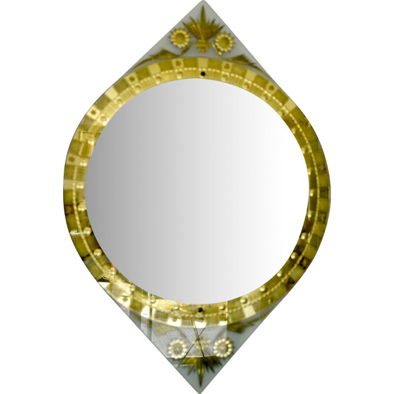 Vintage mirror carved in gold by Cristal Art Italy 1960