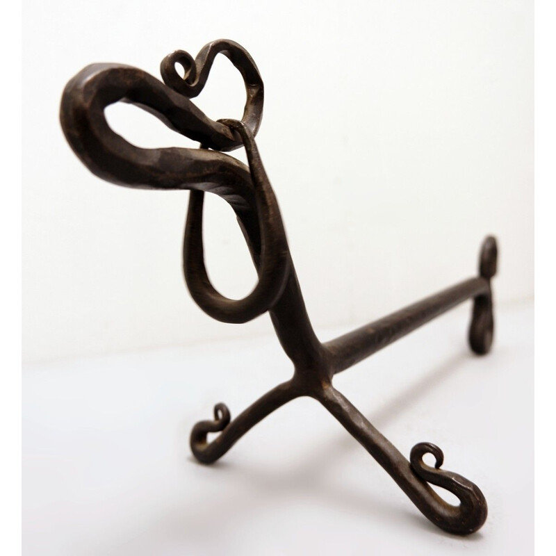 Pair of vintage wrought iron andirons
