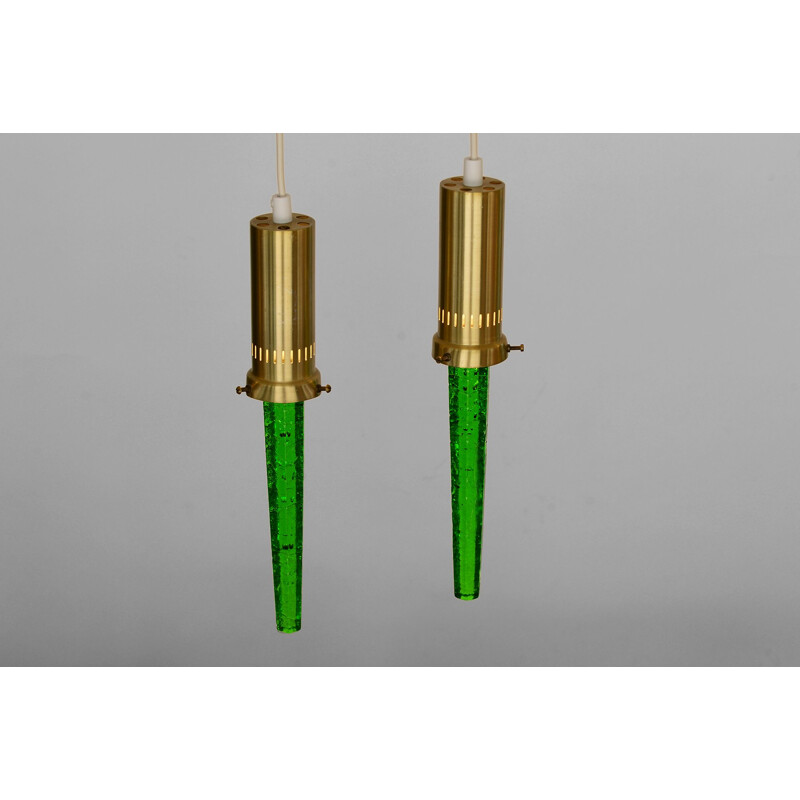 Pair of vintage glass suspensions by Ateljé Engberg, Sweden 1960