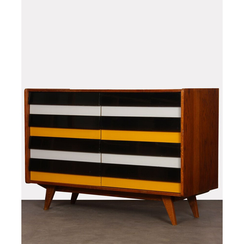 Vintage chest of drawers U-453 yellow and black, by Jiri Jiroutek, 1960