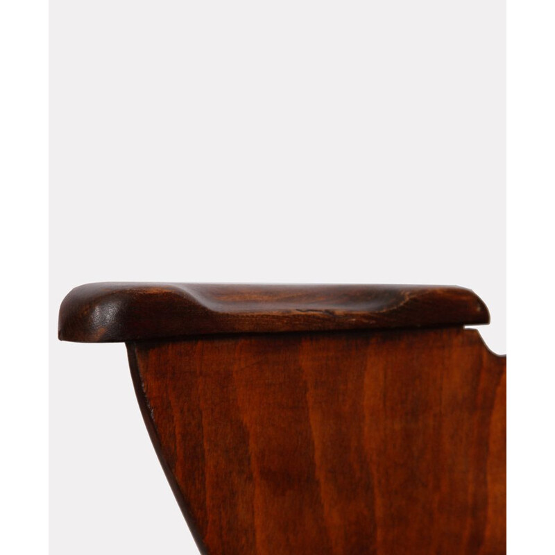 Vintage wooden armchair stained by Lubomir Hofmann for Ton, 1960