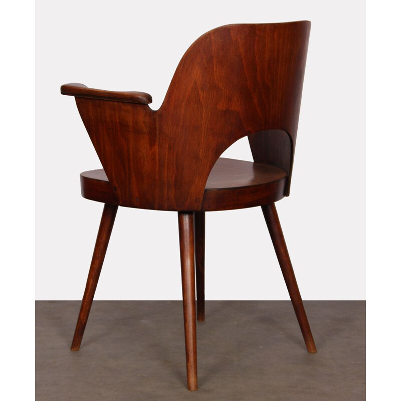 Vintage wooden armchair stained by Lubomir Hofmann for Ton, 1960