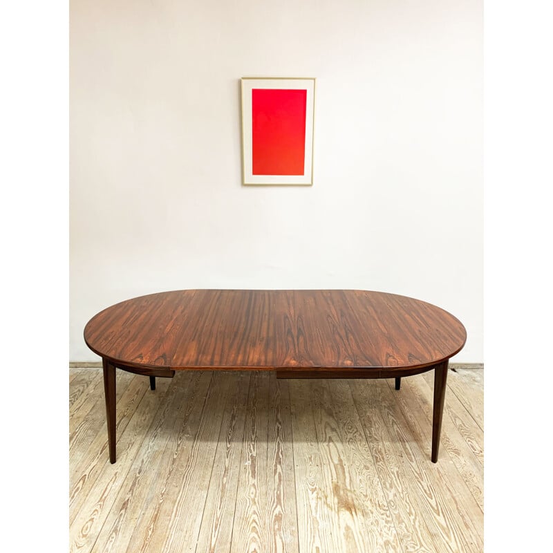 Mid Century  rosewood Dining Table by Oman Jun Round circular Danish