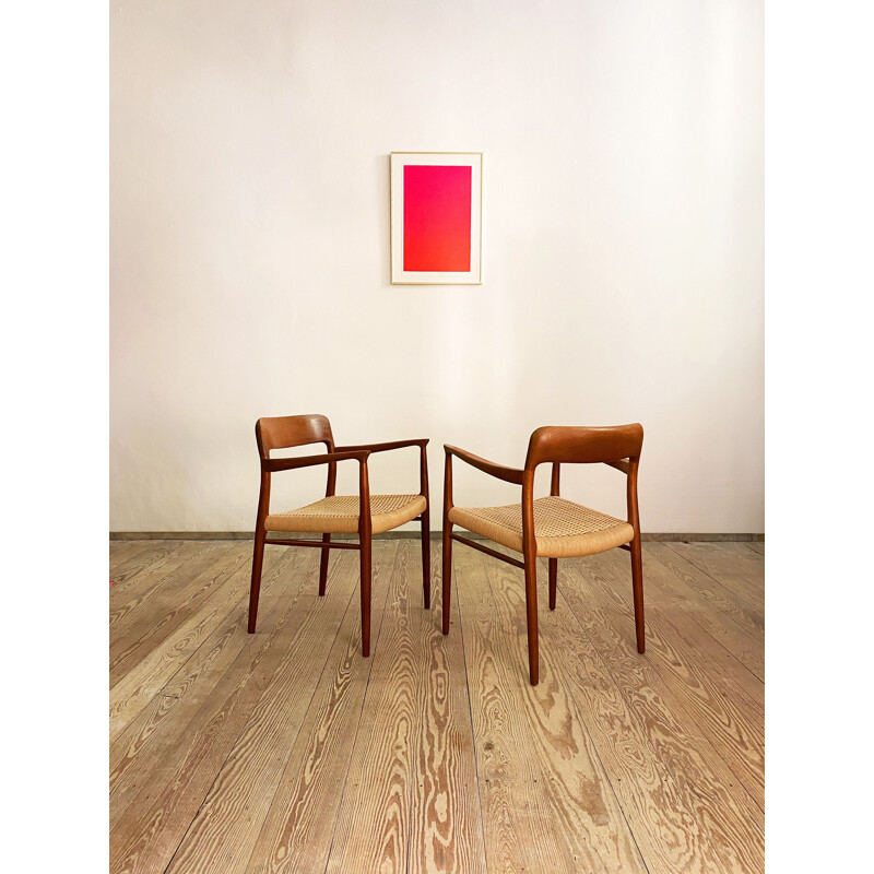 Pair of Mid Century Teak Armrest Chair, Model 56 by Niels O. Møller for J.L. Moller