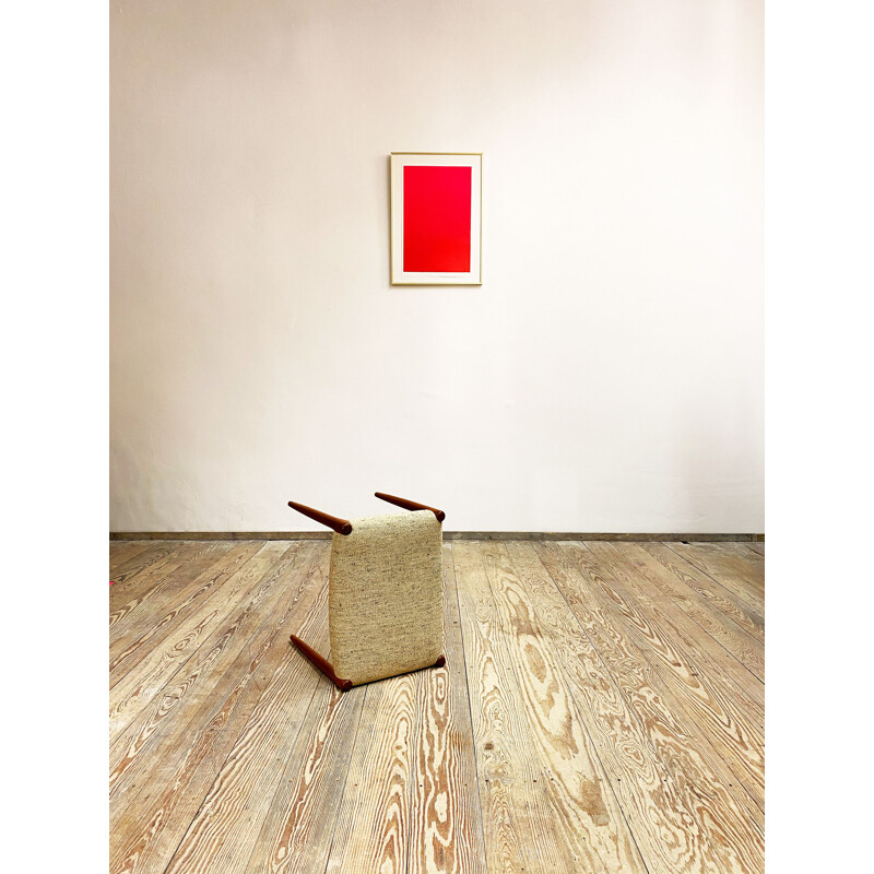 Mid Century  Teak Stool, Model 80A by Niels O. Møller with Woolen Upholstery for J.L. Moller