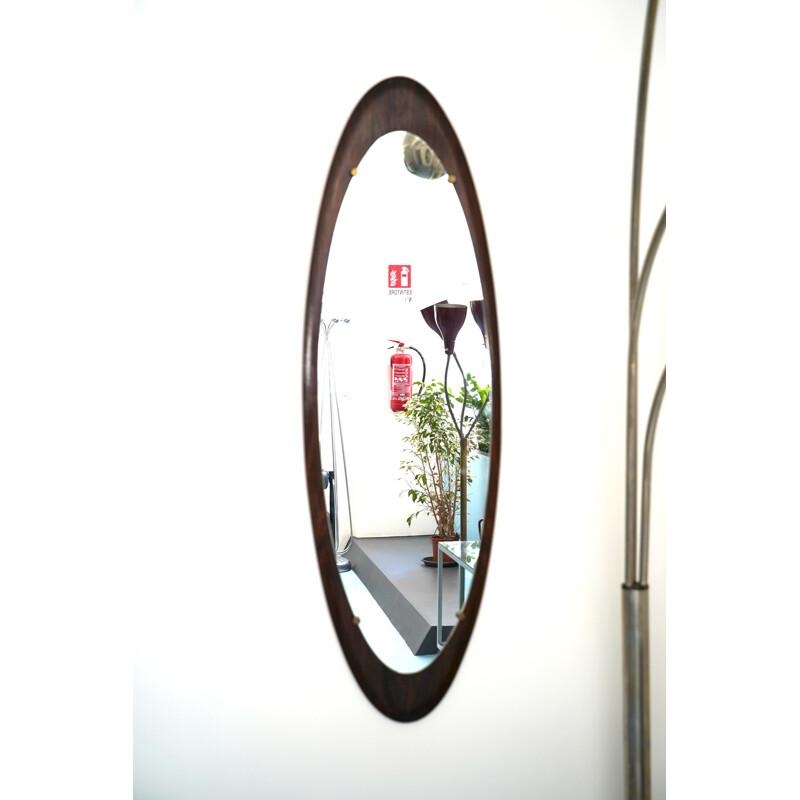 Midcentury Teak Mirror by Franco Campo & Carlo Graffi for Home, Italy 1960s