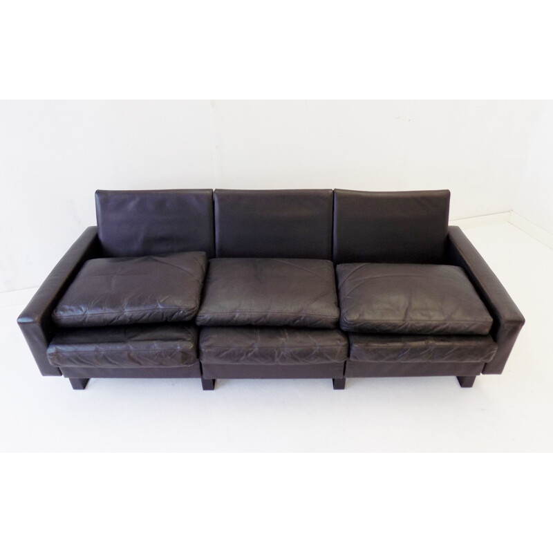 Vintage 3 seater sofa black leather Cor Conseta 1963