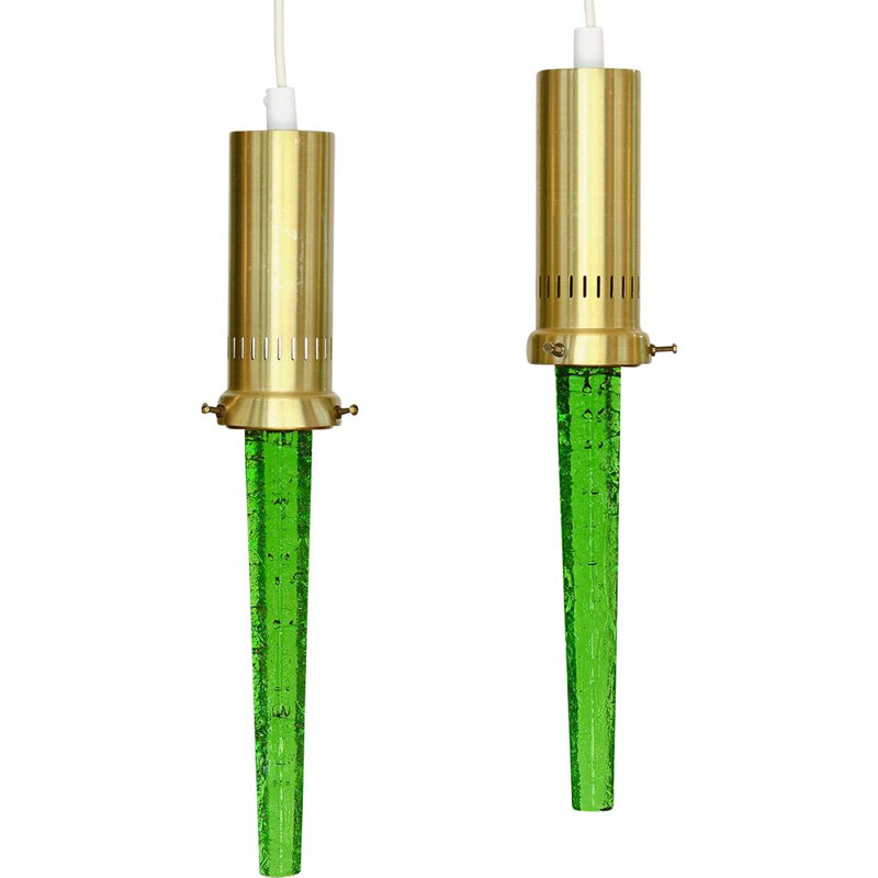 Pair of vintage glass suspensions by Ateljé Engberg, Sweden 1960