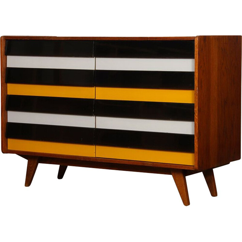 Vintage chest of drawers U-453 yellow and black, by Jiri Jiroutek, 1960