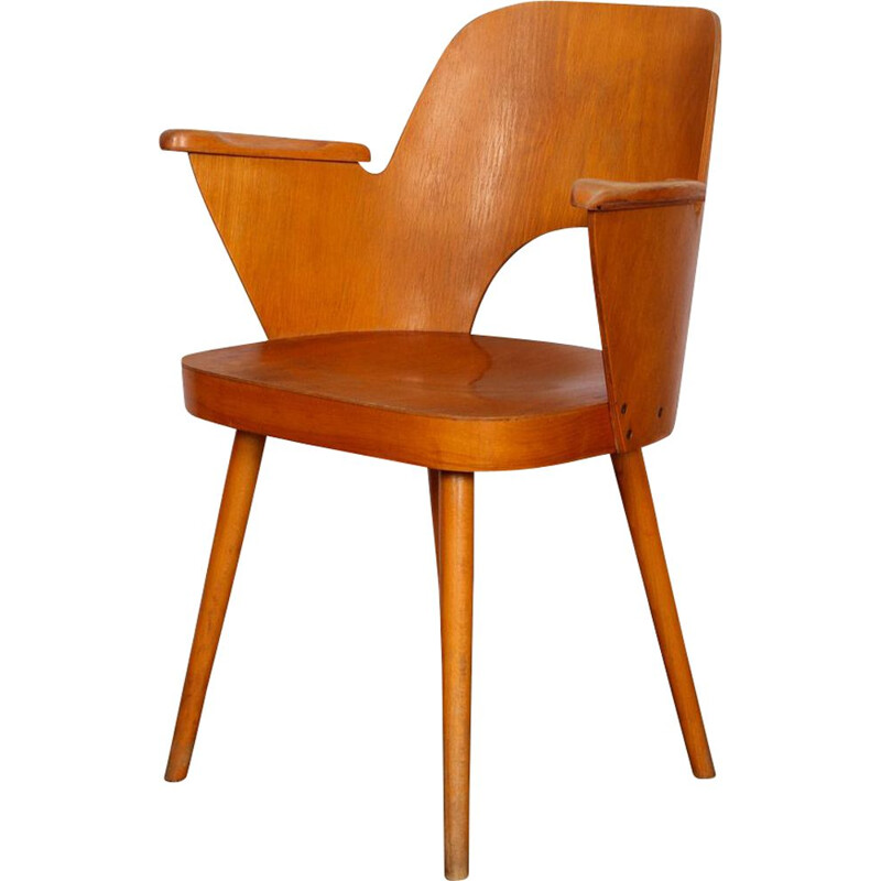 Vintage wooden armchair by Lubomir Hofmann, 1960