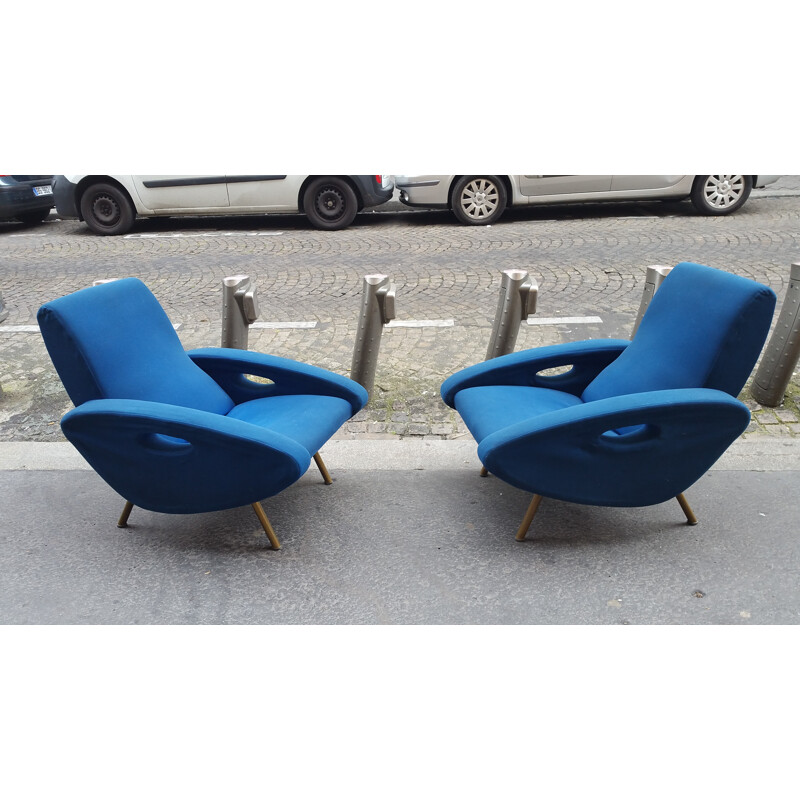 Blue Maurice Mourra armchair, François LETOURNEUR - 1955