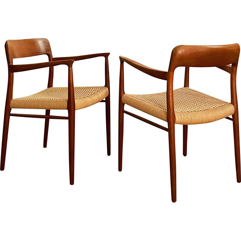 Pair of Mid Century Teak Armrest Chair, Model 56 by Niels O. Møller for J.L. Moller