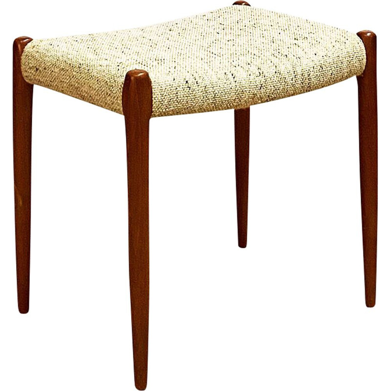 Mid Century  Teak Stool, Model 80A by Niels O. Møller with Woolen Upholstery for J.L. Moller