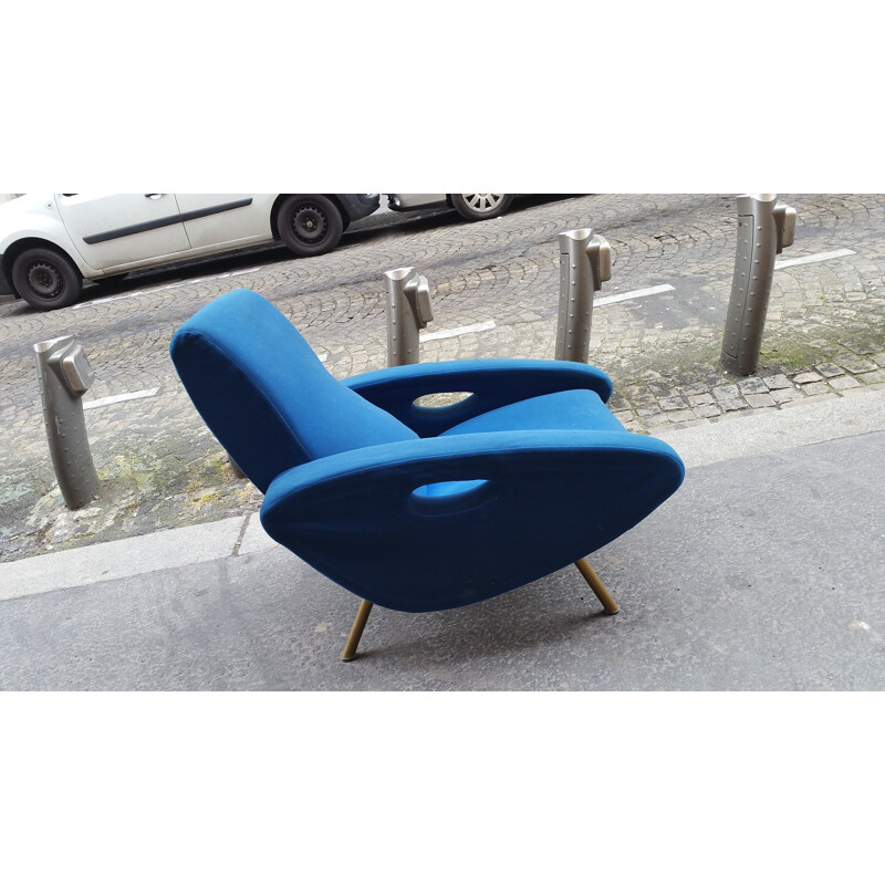 Blue Maurice Mourra armchair, François LETOURNEUR - 1955