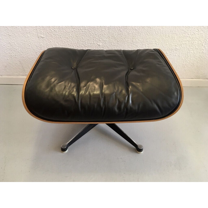 Ottoman vintage cuir et palissandre de Charles & Ray Eames Lounge Chair 1970