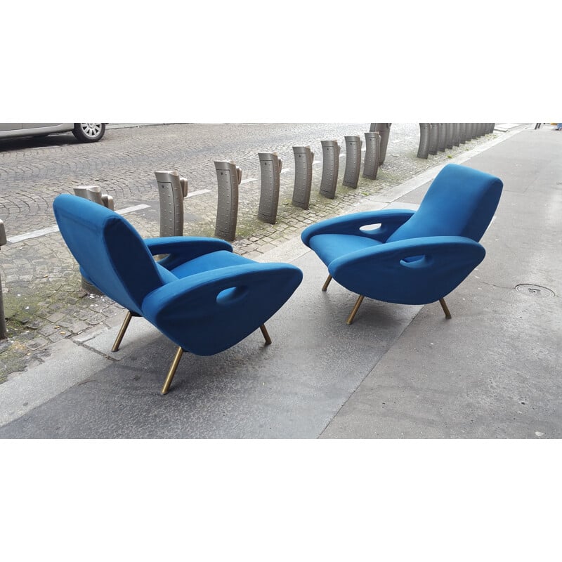 Fauteuil Maurice Mourra bleu, François LETOURNEUR - 1955