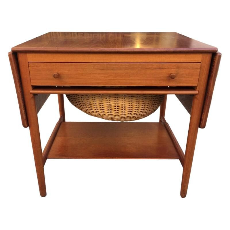 Vintage teak sewing table AT-33 Hans J. Wegner 1960