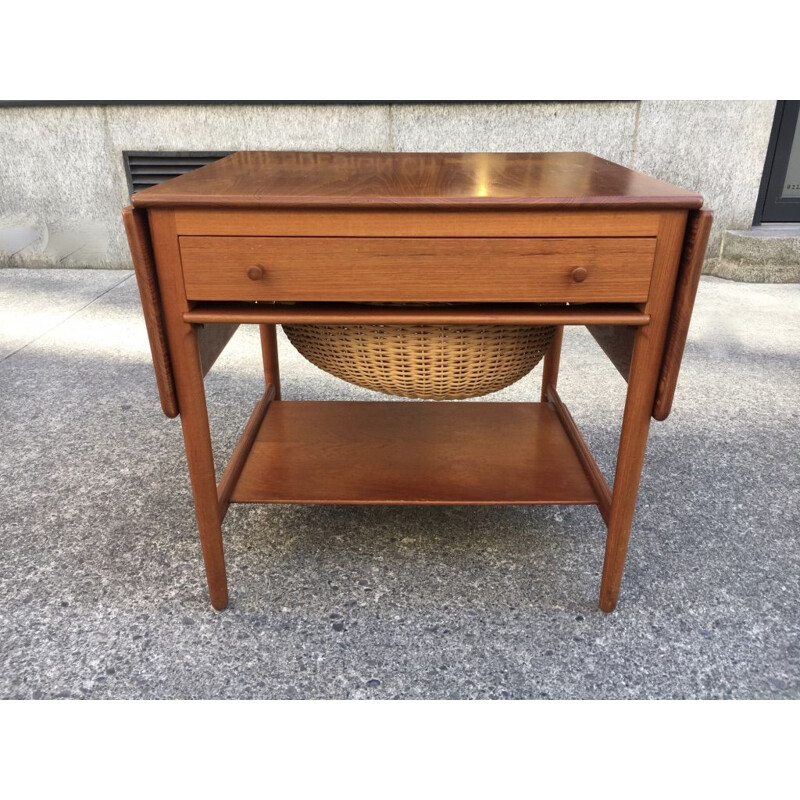 Vintage teak sewing table AT-33 Hans J. Wegner 1960